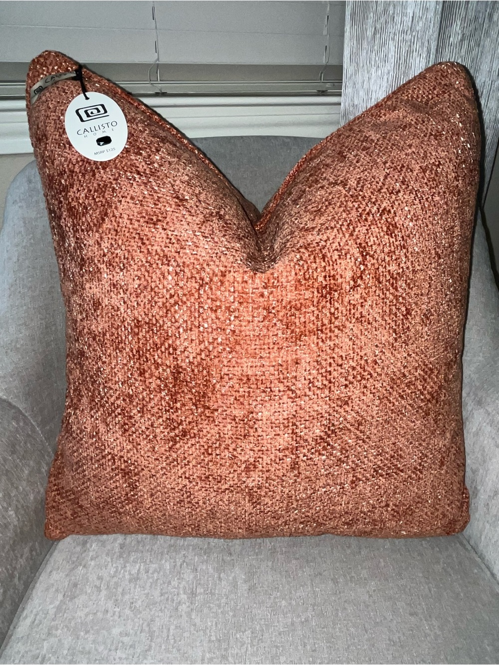 1-NWT CALLISTO HOME CHENILLE VELVET WEAVE DESIGN DECORATIVE PILLOW (T90822F11)